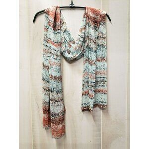 Calvin Klein Lightweight Scarf, Blue Orange Black White, NWT, Tangelo Combo